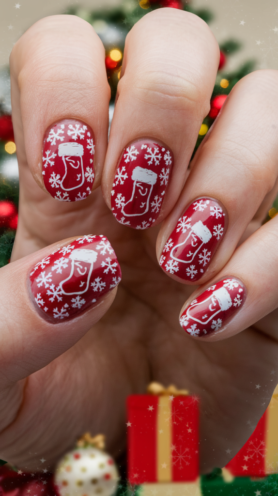 Nails featuring fluffy polar bears on a snowy background, creating a cute and cozy winter design