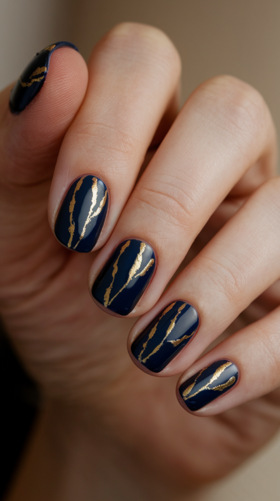 Blue and Gold – Navy blue with metallic gold stripes or dots for an elegant contrast.
