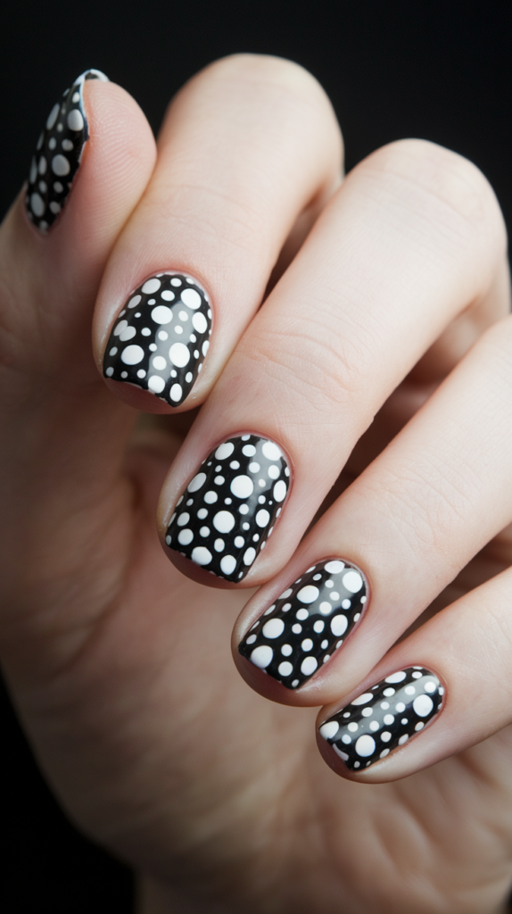 Monochrome Chic: A black base with white polka dots or vice versa, for a sleek and stylish look.
