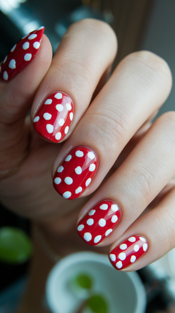 Classic Red and White Polka Dots: A retro vibe with a red base and crisp white polka dots