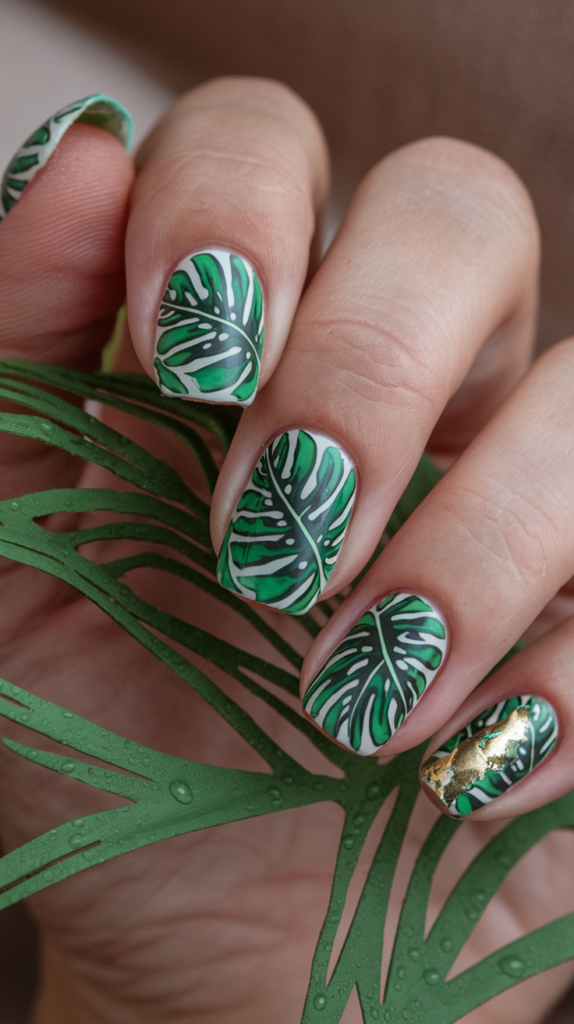 Palm Leaf Patterns – Tropical palm or monstera leaves for a laid-back vibe.
