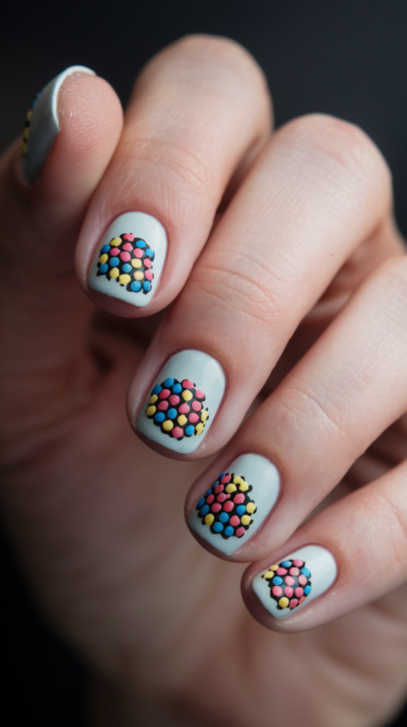 Dot Cluster Accent: Concentrate clusters of dots on one corner of the nail for a fun, dynamic look.
