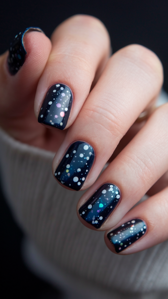 Galaxy Polka Dots: Use a black or deep blue base with white and silver dots for a galaxy-inspired look.
