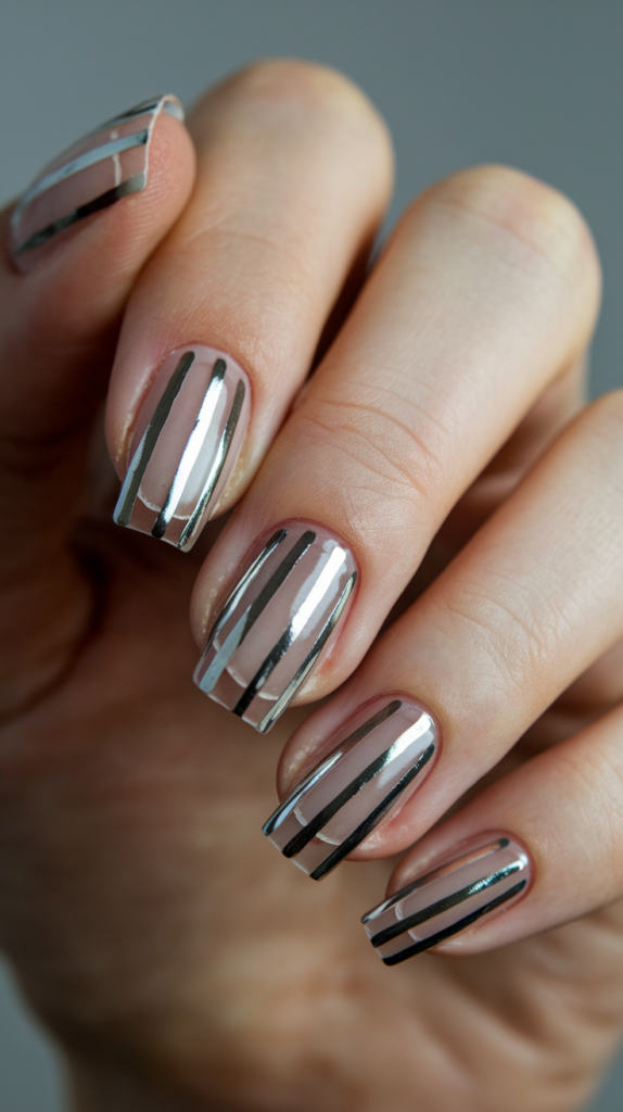 Minimalist design with thin chrome stripes over a clear matte base for a modern look