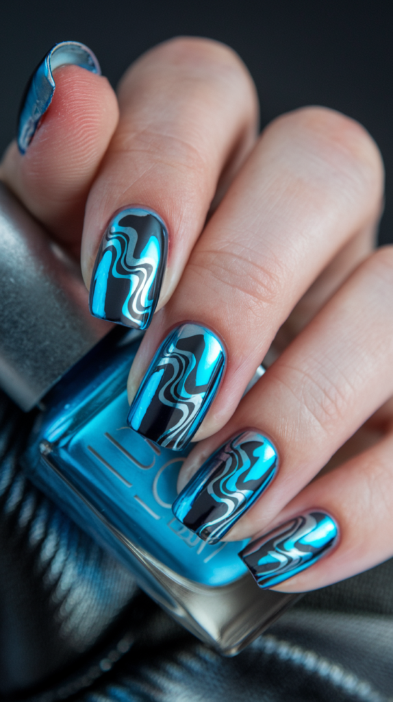 Icy Blue Chrome – Shiny chrome effect in icy blue.
