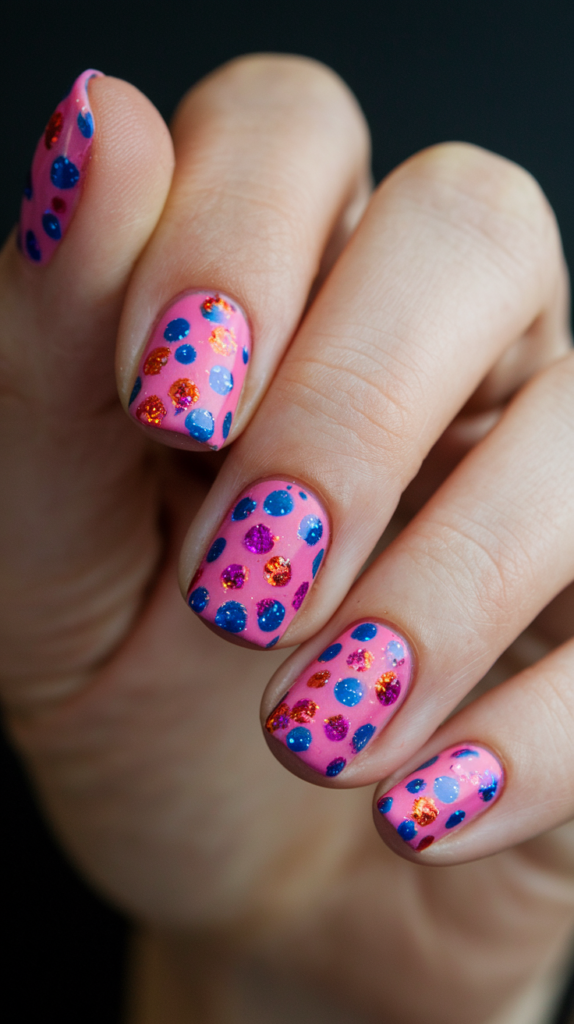 Polka Dot Glitter Bomb: Glitter polka dots on a bold-colored base for extra sparkle.