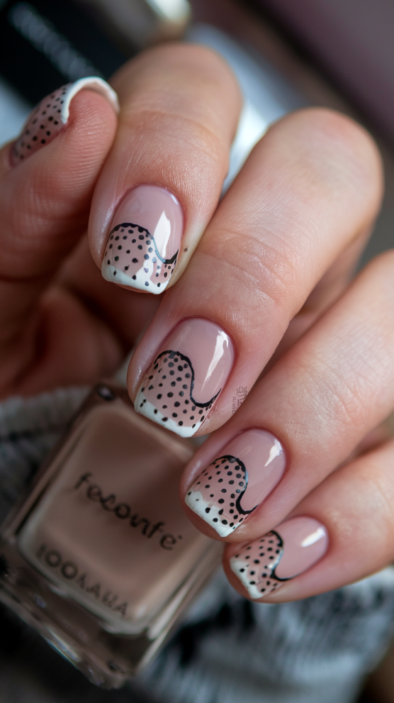 Polka Dot Moon Manicure: Replace the traditional moon design with dotted patterns near the cuticles.
