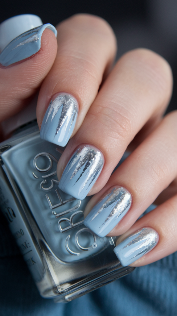 Frozen Icicle Blue – Light blue with shimmering silver and white icicle patterns.
