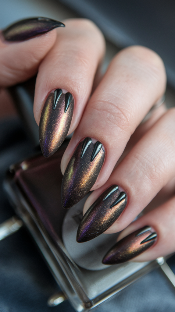 Spiky or stiletto-shaped nails resembling dragon claws